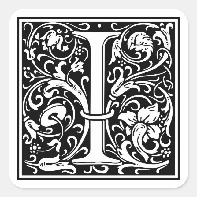 William Morris Alphabet “I” Square Sticker (Front)