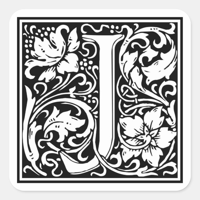William Morris Alphabet “J” Square Sticker (Front)