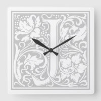 William Morris Alphabet “J” Square Wall Clock