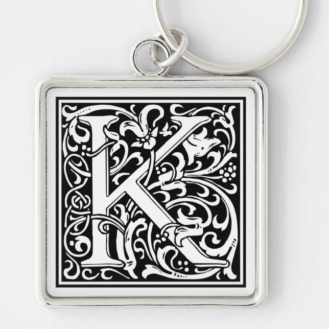 William Morris Alphabet “K” Keychain (Front)