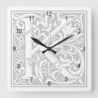 William Morris Alphabet “K” Square Wall Clock