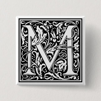William Morris Alphabet “M” 2 Inch Square Button
