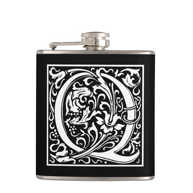 William Morris Alphabet “Q” Hip Flask (Front)