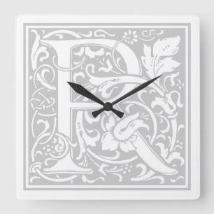 William Morris Alphabet “R” Square Wall Clock
