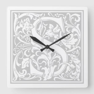 William Morris Alphabet “S” Square Wall Clock