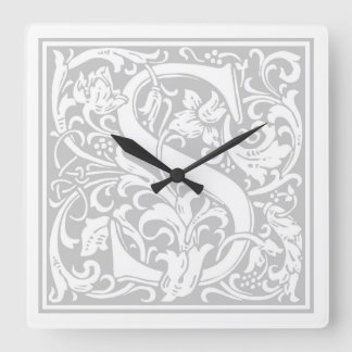 William Morris Alphabet “S” Square Wall Clock