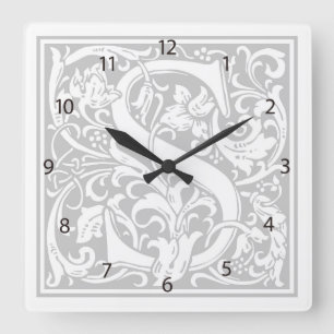 William Morris Alphabet “S” Square Wall Clock