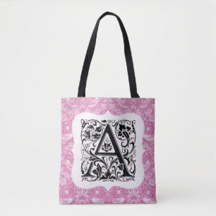 William Morris Alphabet Strawberry Thief Pink Tote Bag