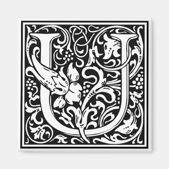 William Morris Alphabet “U” Magnet (Front)