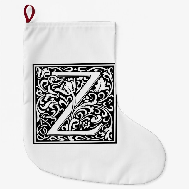 William Morris Alphabet “Z” Large Christmas Stocking (Front)
