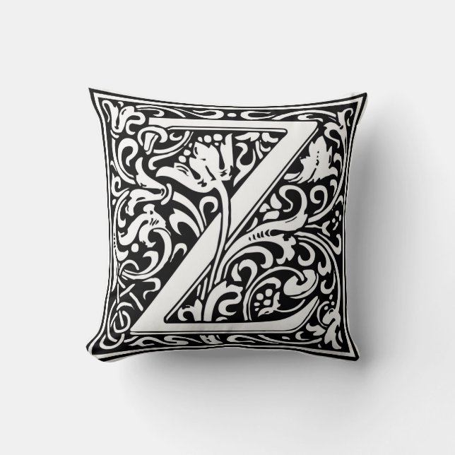 William Morris Alphabet “Z” Throw Pillow (Front)