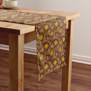 William Morris Anemone, Brown and Mustard Gold  Short Table Runner