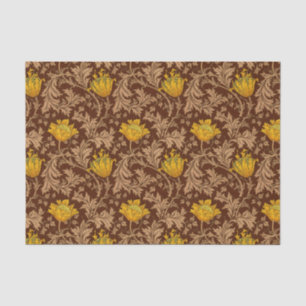 William Morris Anemone, Brown and Mustard Gold Tissue Paper