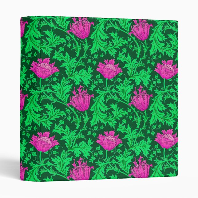 William Morris Anemone, Emerald Green and Fuchsia Binder (Front/Spine)