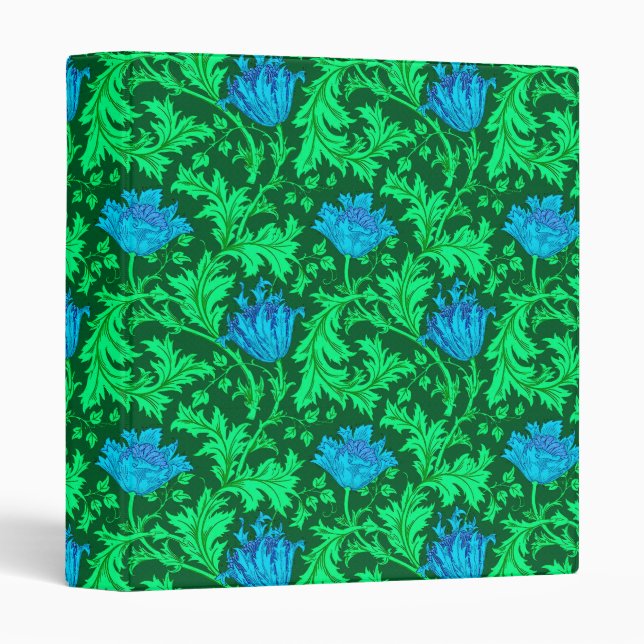 William Morris Anemone, Emerald Green & Turquoise Binder (Front/Spine)