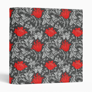 William Morris Anemone, Grey / Grey and Red Binder