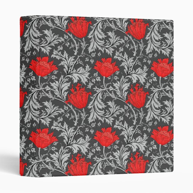 William Morris Anemone, Grey / Grey and Red Binder (Front/Spine)
