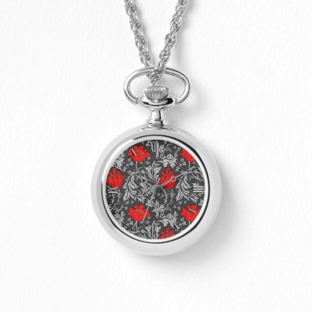 William Morris Anemone, Grey / Grey and Red Watch (Front)