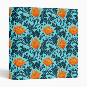 William Morris Anemone, Indigo Blue and Coral Binder