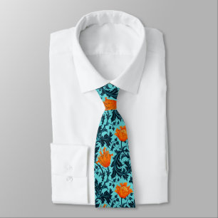 William Morris Anemone, Indigo Blue and Coral Tie