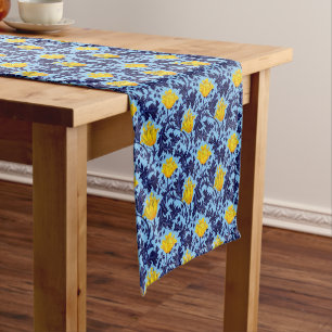 William Morris Anemone, Navy, Sky Blue and Yellow  Short Table Runner