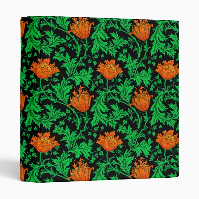 William Morris Anemone, Orange, Green and Black Binder (Front/Spine)