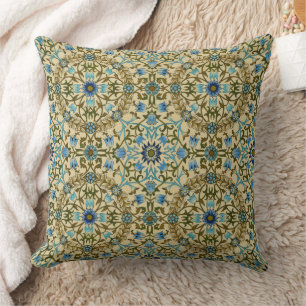 William Morris- Antique 1873 Vine & Flower Pattern Throw Pillow