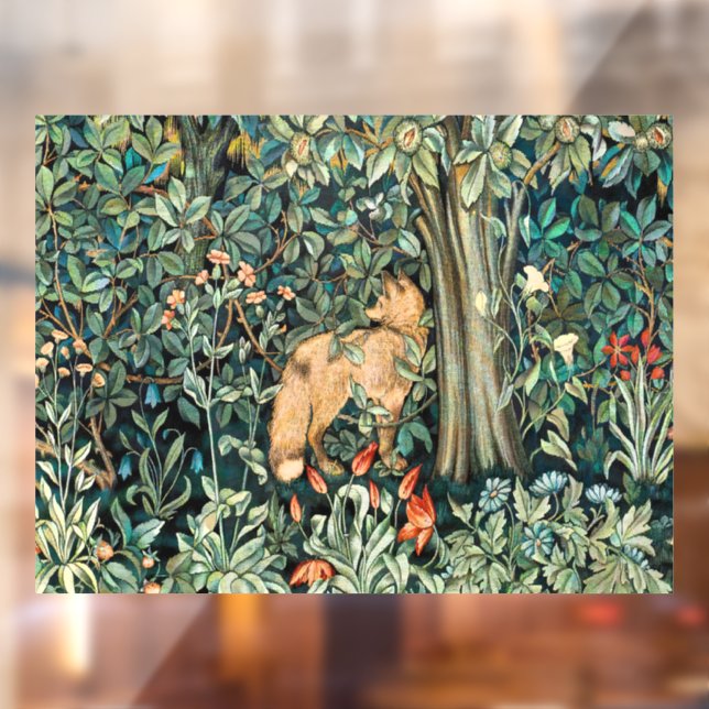 William Morris Antique Fox Forest Tapestry Art Window Cling (Sheet 2)