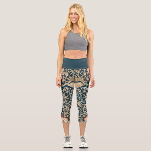 William Morris Antique Honeysuckle Floral Capri Leggings