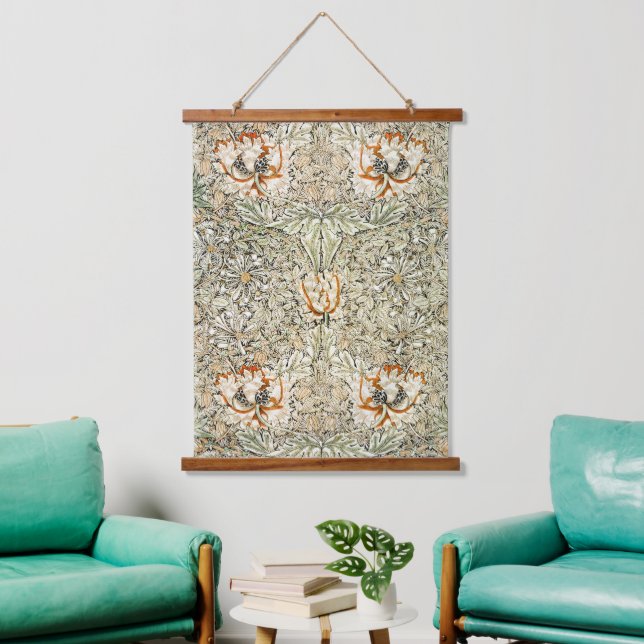 William Morris Antique Honeysuckle Floral Classic Hanging Tapestry (Living Room)