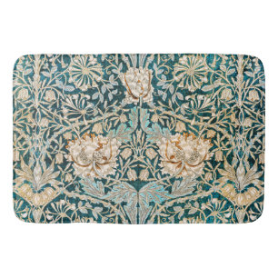 William Morris Antique Honeysuckle Floral Pattern Bath Mat