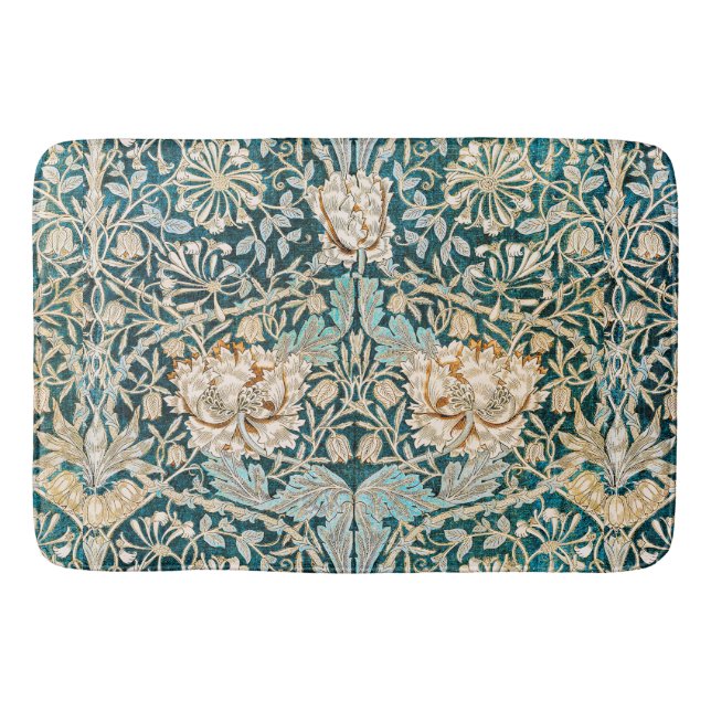 William Morris Antique Honeysuckle Floral Pattern Bath Mat (Front)
