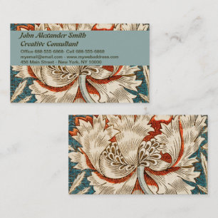 William Morris Antique Honeysuckle Floral Pattern Business Card
