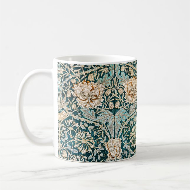 William Morris Antique Honeysuckle Floral Pattern Coffee Mug (Left)