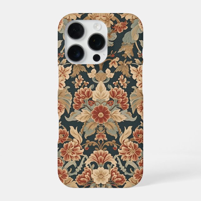 William Morris Antique Honeysuckle Floral Pattern iPhone Case (Back)