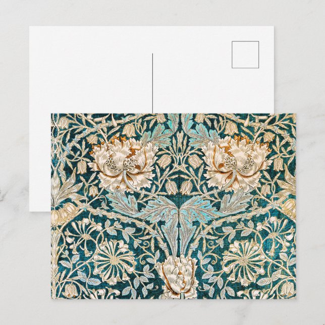 William Morris Antique Honeysuckle Floral Pattern Postcard (Front/Back)