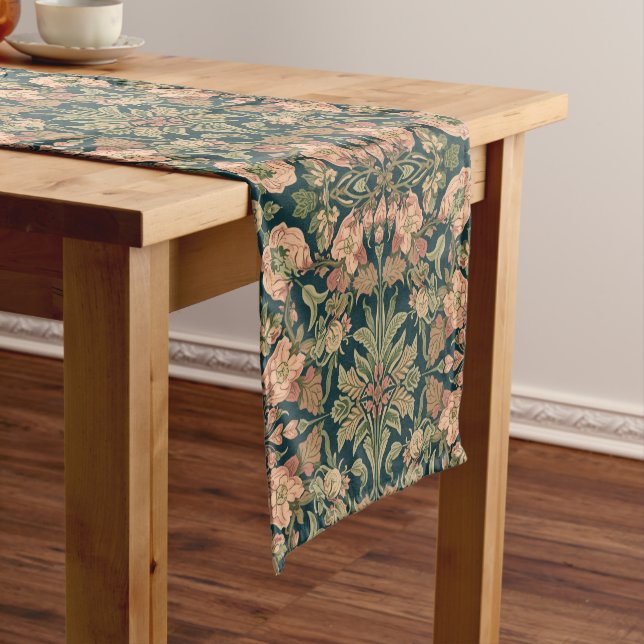William Morris Antique Honeysuckle Floral Pattern Short Table Runner (In Situ)