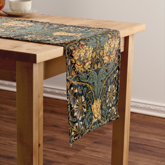 William Morris Antique Honeysuckle Floral Pattern Short Table Runner (In Situ)