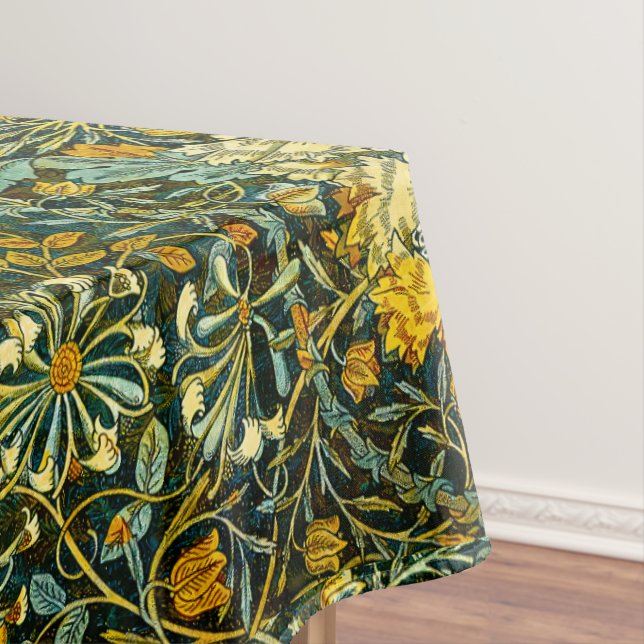 William Morris Antique Honeysuckle Floral Pattern Tablecloth (In Situ)