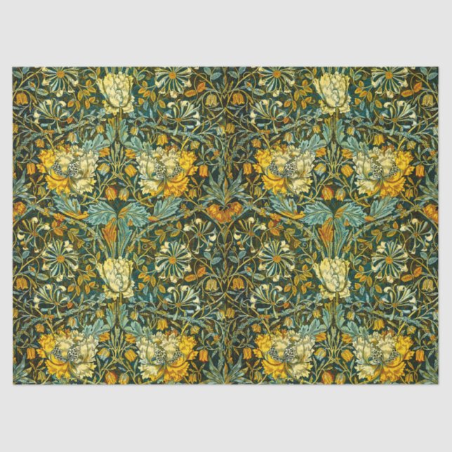 William Morris Antique Honeysuckle Floral Pattern Tissue Paper (Front)