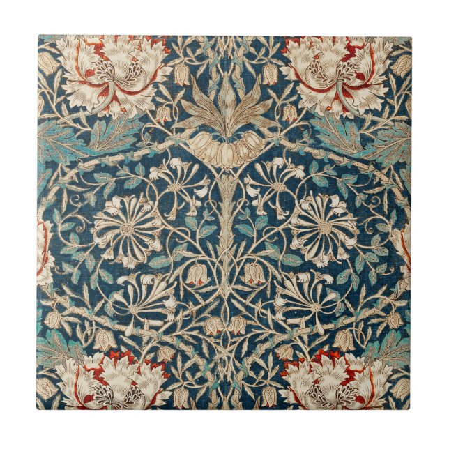 William Morris Antique Honeysuckle Floral Tile (Front)