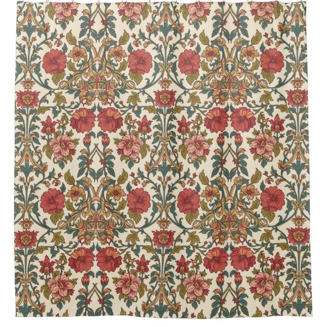 William Morris Antique pink roses Floral Pattern (Front)
