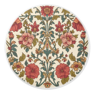 William Morris Antique pink roses Floral Pattern Ceramic Knob