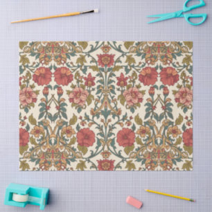 William Morris Antique pink roses Floral Pattern Tissue Paper