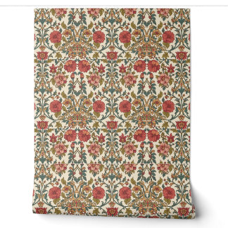 William Morris Antique pink roses Floral Pattern Wallpaper