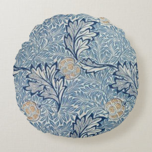 William Morris Apple Flower Floral Design Round Pillow
