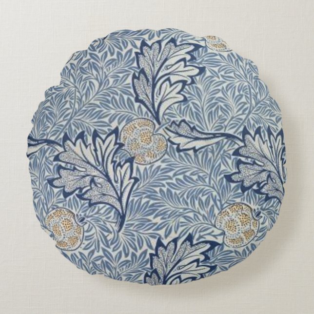 William Morris Apple Flower Floral Design Round Pillow (Front)