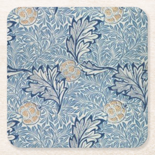 William Morris Apple Flower Floral Design Square Paper Coaster