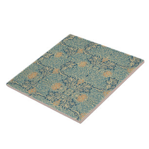 William Morris Apple Vintage Green Blue Foliage Tile