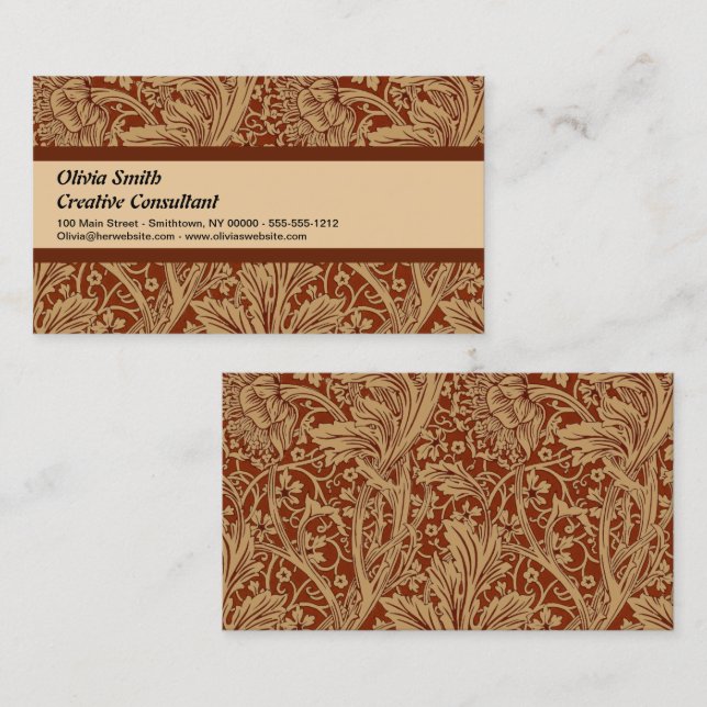 William Morris Arcadia Floral Garden Flower Classi Business Card (Front/Back)